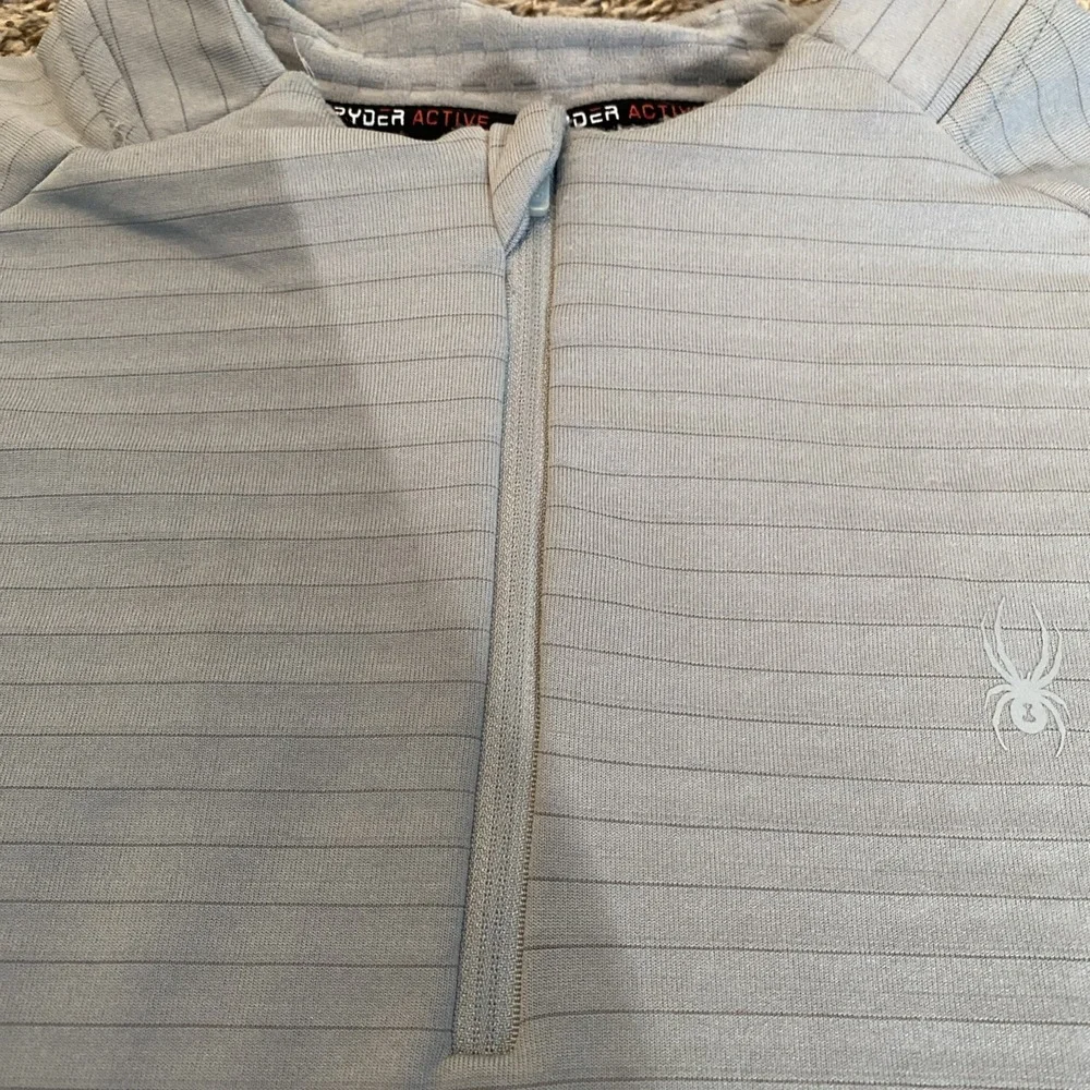 Spyder Quarter‎ Zip Pullover Mens Large Grey Textured Activewear Thumbhole Mock